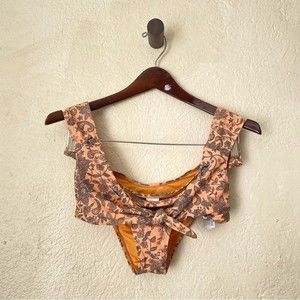 Topshop Bikini Set in Orange Ditsy Floral Different Size